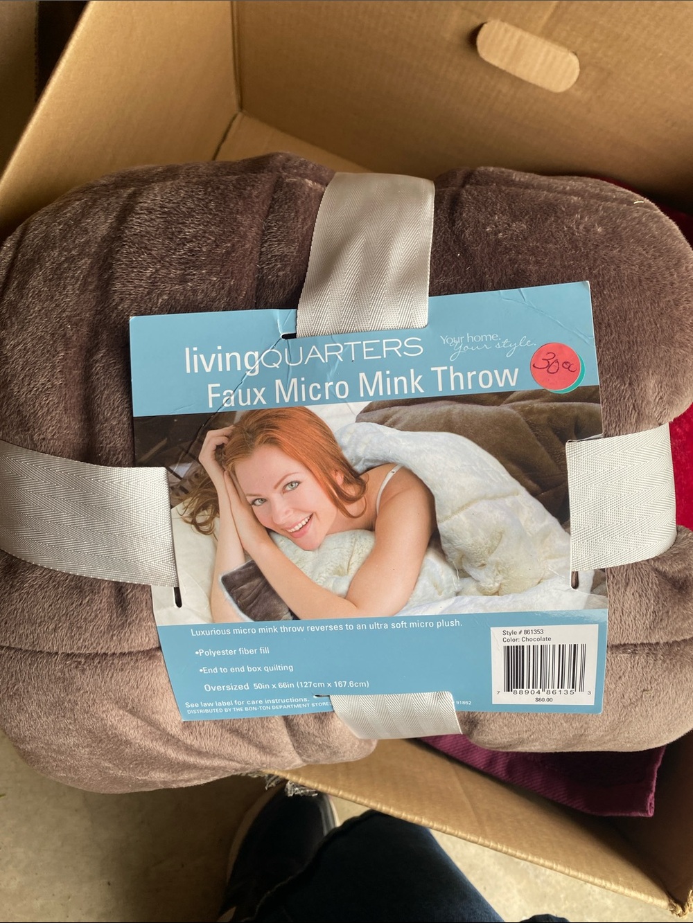 livingQUARTERS Faux Micro Mink Throw Blanket - Chocolate